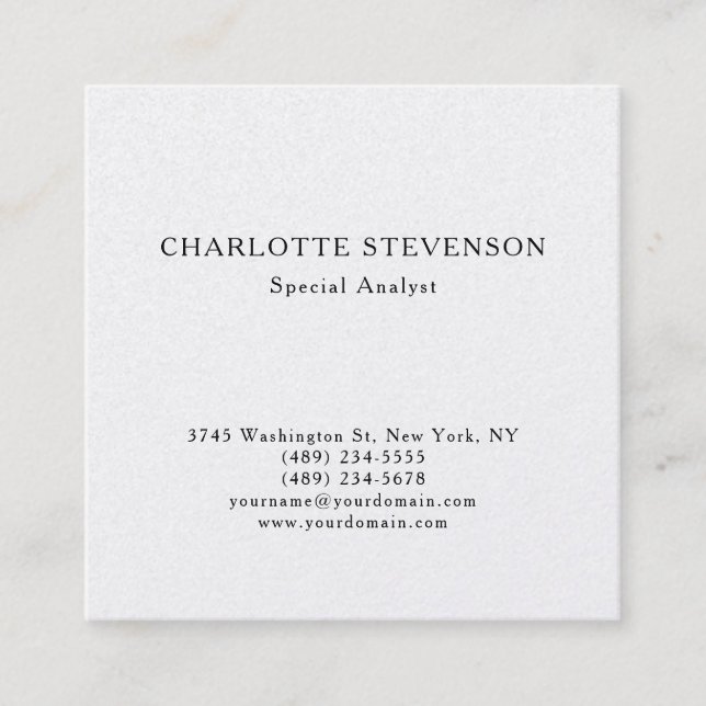 Premium Pearl Trendy Professional Plain Minimalist Square Business Card (Front)