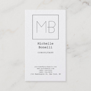 Premium Pearl White Elegant Unique Monogram Business Card