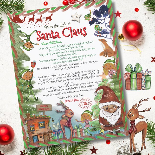 Premium Personalized Watercolor Letter from Santa  (Premium Personalized Watercolor Letter from Santa )