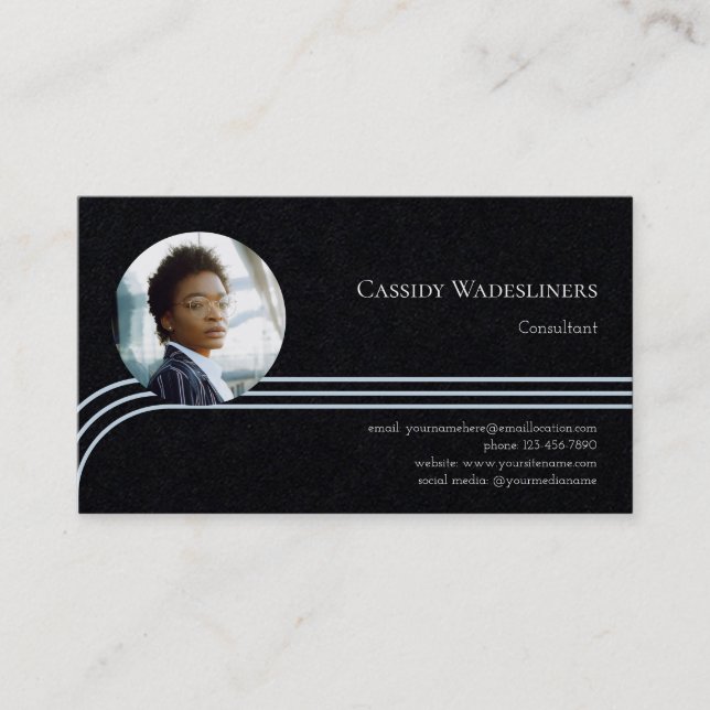 Premium Photo Consultant Light Blue Black Business Card (Front)
