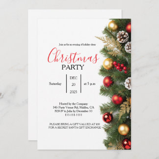 Premium Pine & Gold Office Christmas Party Gala Invitation