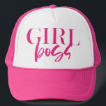 Premium Pink | Girl Boss | Modern Ultra Trucker Hat<br><div class="desc">GIRL BOSS - modern,  fun,  trendy and powerful

***For additional zazzle business stationery,  advertising or merchandising items to match this item,  please contact us through the designer contact on the our zazzle homepage.</div>
