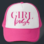 Premium Pink | Girl Boss | Modern Ultra Trucker Hat<br><div class="desc">GIRL BOSS - modern,  fun,  trendy and powerful

***For additional zazzle business stationery,  advertising or merchandising items to match this item,  please contact us through the designer contact on the our zazzle homepage.</div>