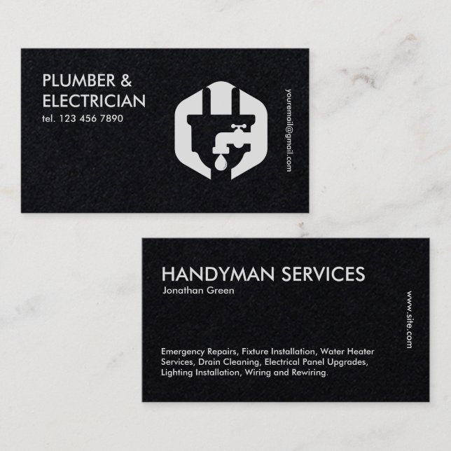 Premium Plumber & Electrician Business Card (Front/Back)