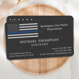 Premium Police Department Faux Leather Officer Business Card