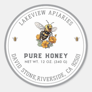 Premium Pure Honey Jar Labels Tailored Custom