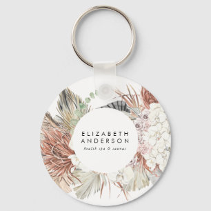 Premium Pure White Pampas Grass Floral Ultra Key Ring