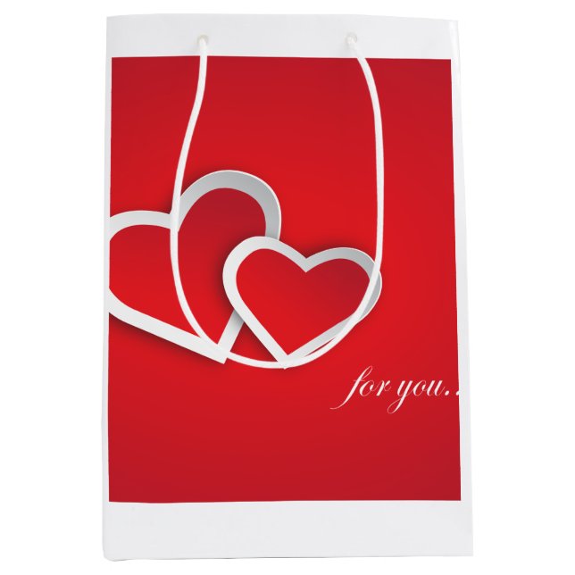 Premium Quality Matte finish Red colour Heart  Medium Gift Bag (Front)