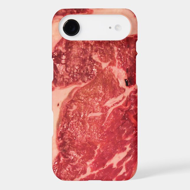 Premium Raw Red Meat | Marbled Steak Macro Photo (Back)