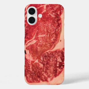 Premium Raw Red Meat   Marbled Steak Macro Photo iPhone 16 Plus Case
