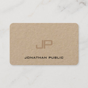 Premium Real Kraft Paper Elegant Monogrammed Business Card