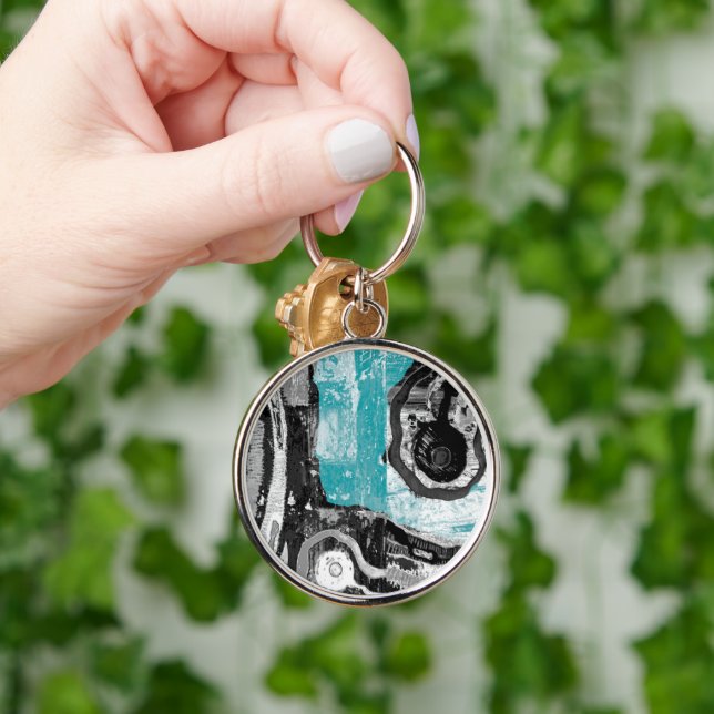 Premium Round Large Surface Current Abstract Flow  Key Ring (Hand)