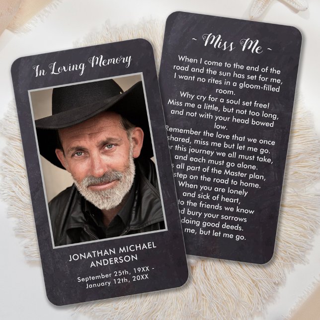 Premium Rustic Funeral Photo Memorial Prayer Card (Creator Uploaded)