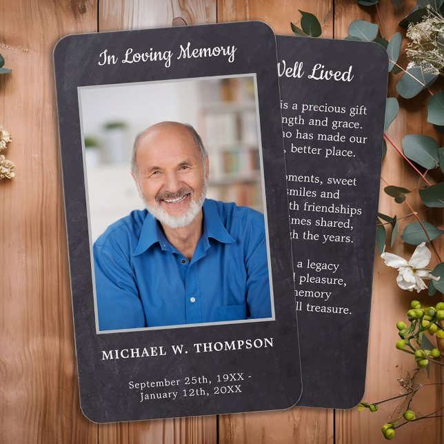 Premium Rustic Memorial Photo Funeral Prayer Card (Creator Uploaded)