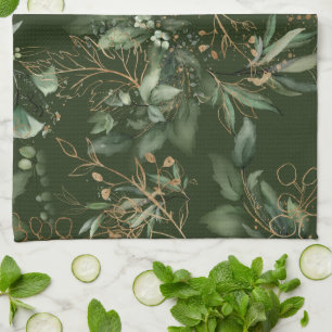 Premium Sage Modern Eucalyptus Green Tea Towel