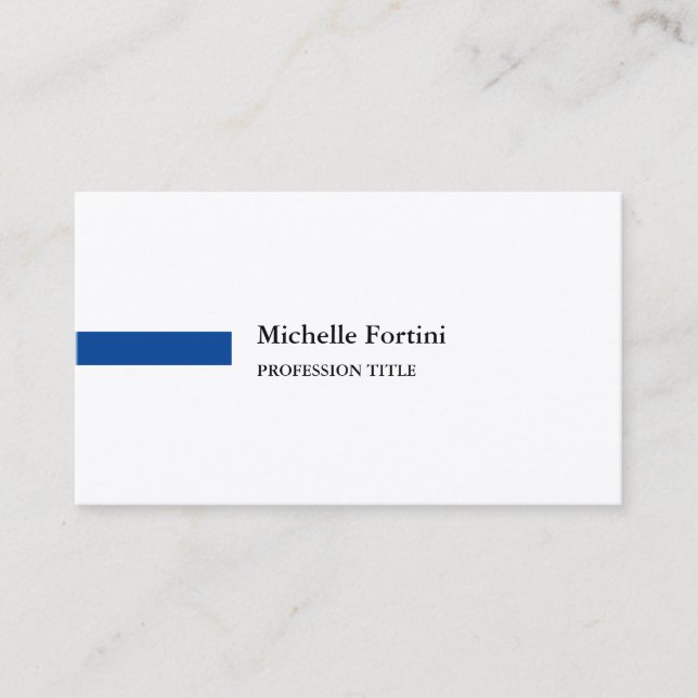 Premium Silk Elegant Minimalist Deep Blue White Business Card (Front)