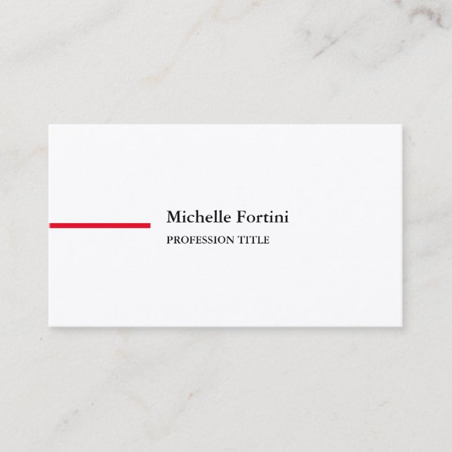Premium Silk Elegant Plain Minimalist Red White Business Card (Front)