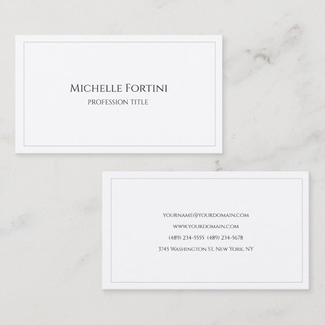 Premium Silk Elegant Plain Simple Minimalist Business Card (Front/Back)