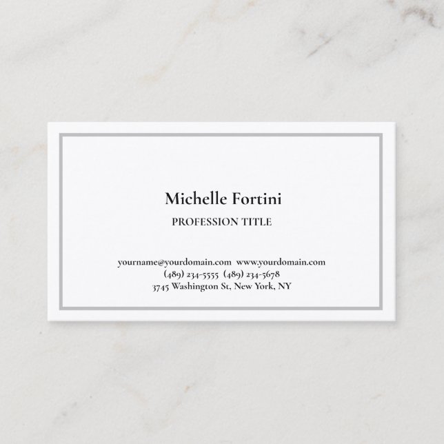 Premium Silk Elegant Plain Simple Minimalist Business Card (Front)