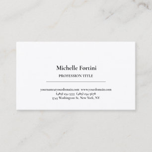 Premium Silk Elegant Plain Simple White Minimalist Business Card