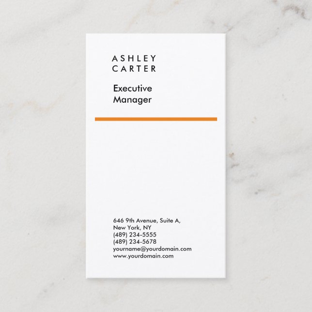 Premium silk elegant white plain minimalist modern business card (Front)