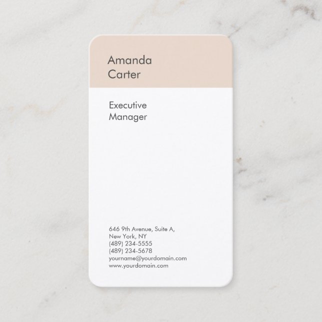 Premium silk elegant white plain minimalist modern business card (Front)