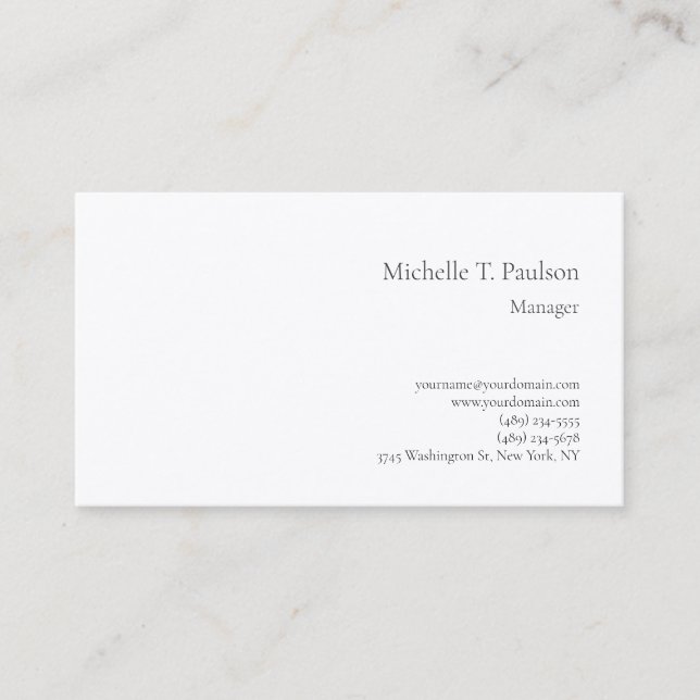 Premium Silk Minimalist Modern Plain Business Card (Front)