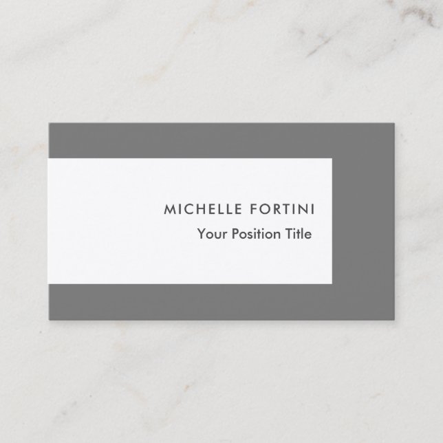 Premium Silk Minimalist Professional White Grey Business Card (Front)
