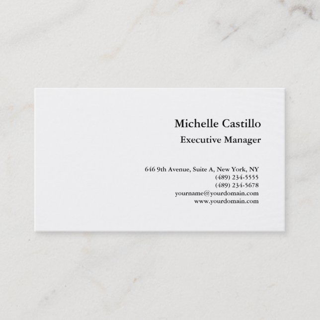 Premium Silk Professional Minimalist Light Grey Business Card (Front)