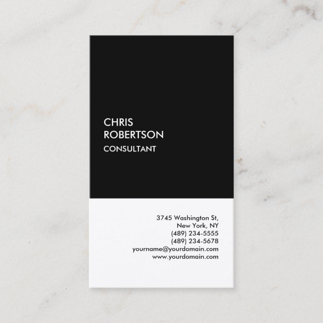 Premium Silk Special Black White Modern Unique Business Card (Front)
