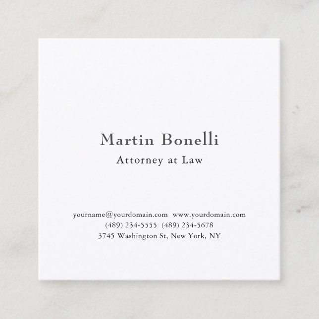 Premium Silk Unique Classical Personalised Custom Square Business Card (Front)