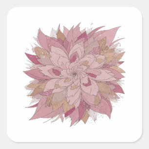 Premium Silver FLORAL Decal Design Square Sticker