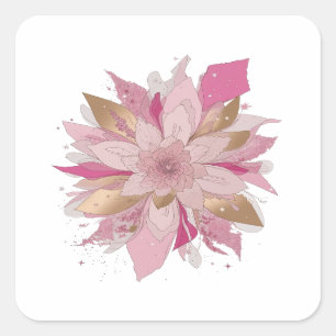 Premium Silver PINK FLOWER Sticker Art