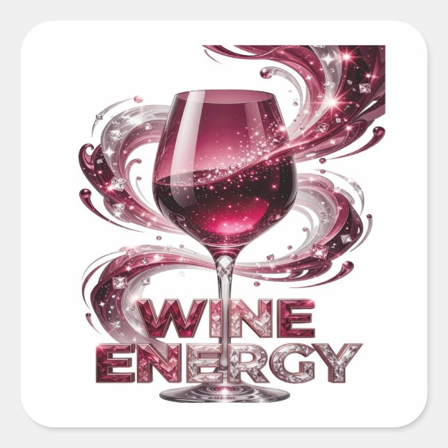 Premium Silver WINE ENERGY Sticker Print (Front)