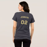 Premium Soft Player Name Jersey Number Womens Tri-Blend Shirt<br><div class="desc">Create your own custom, personalised, cool stylish faux gold typography / font / script, monogrammed player name jersey number, stylish, relaxed fit body-flattering silhouette, premium silky luxurious feel, unique 40 single triblend ultra-soft womens crew neck short sleeves t-shirt tee shirt. Simply type in your name / player name and player...</div>