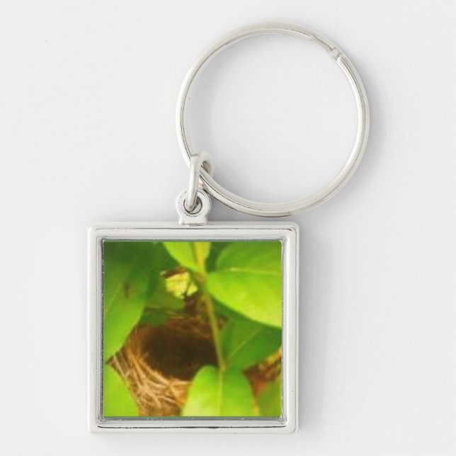 Premium Square Bird Nest Keychain (Front)