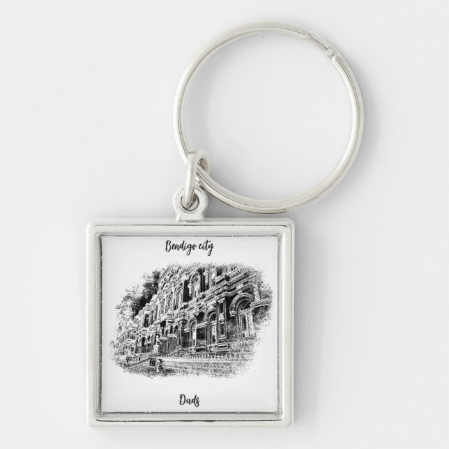Premium Square Keychain, Large (5.08 cm) Key Ring (Front)