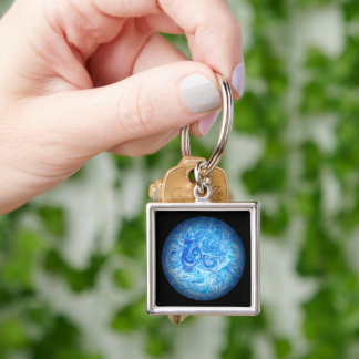 Premium Square, Small Calm Tide Fluid Art Keychain