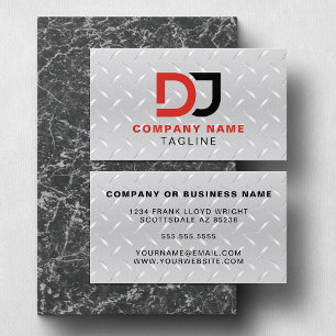 Premium Stainless Steel Look Red And Black Cool DJ Business Card