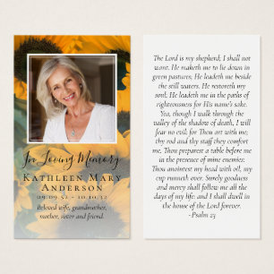 Premium Sunflower Photo Memorial Prayer Card