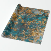 Premium Teal and Gold Acrylic Pour Seamless