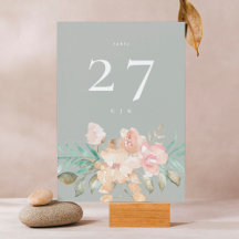 Premium Thick 5 x 7 Floral Sage Green Table Number