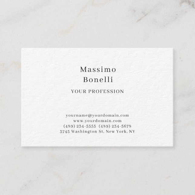 Premium Thick Unique Elegant Plain Simple Special Business Card (Front)