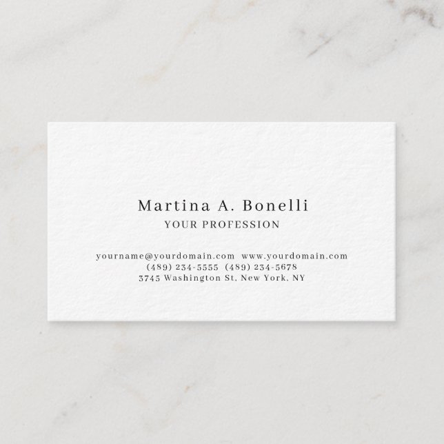 Premium Thick Unique Elegant Plain Simple Special Business Card (Front)