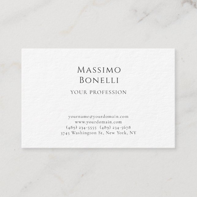 Premium Thick Unique Elegant Plain Simple Special Business Card (Front)