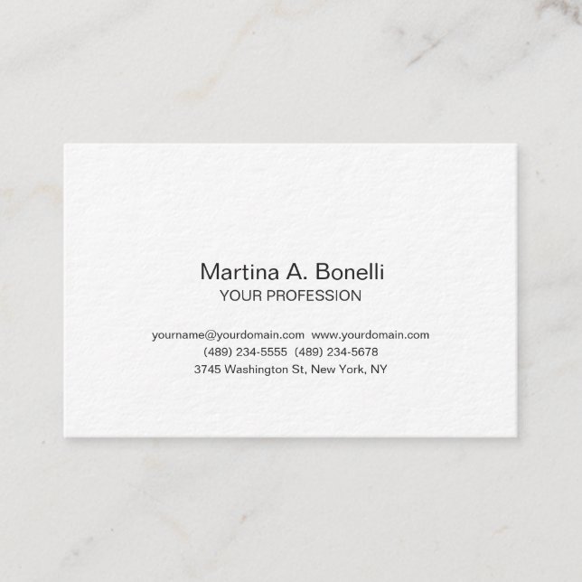 Premium Thick Unique Elegant Plain Simple Special Business Card (Front)