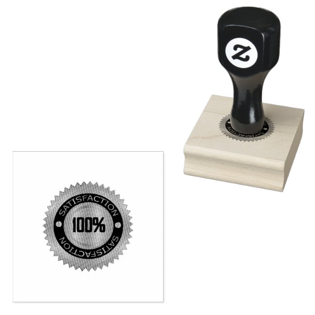 Premium Touch SATISFACTION 100% Plum Colour Ink Rubber Stamp (Stamped)