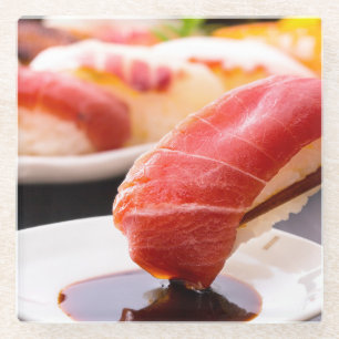Premium tuna drenched in soy sauce glass coaster