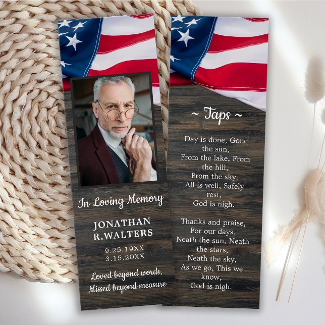 Premium USA Flag Photo Memorial Prayer Bookmark (Creator Uploaded)