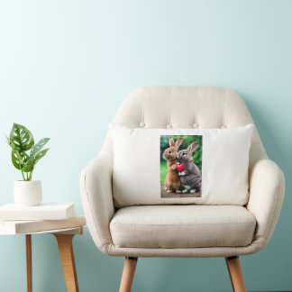 "Premium White Rabbit Photo Cushion: Add Charm to  Lumbar Cushion